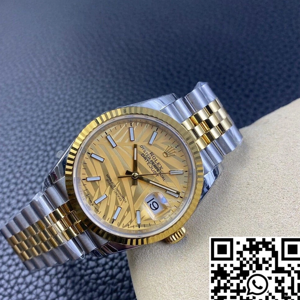 Golden Dial Pattern Palm Leaf Datejust Factory EW Rolex M126233-0037 0429